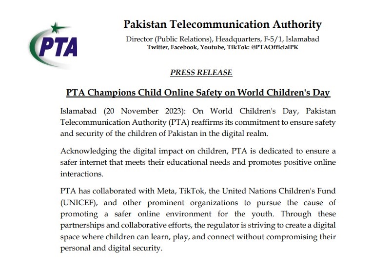 PTA reaffirms  commitment to ensure safety, security of children in digital realm